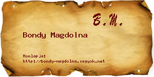 Bondy Magdolna névjegykártya